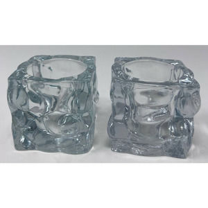 KIG Indonesia Vintage Set of‎ 2 Heavy Candleholders/Votive Cups 2 1/2" Tall